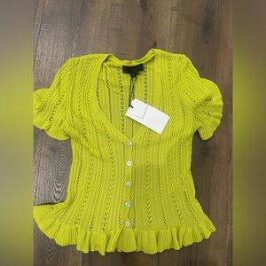 Zara Lime Button-Down Knit Top